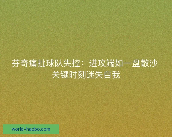 芬奇痛批球队失控：进攻端如一盘散沙 关键时刻迷失自我