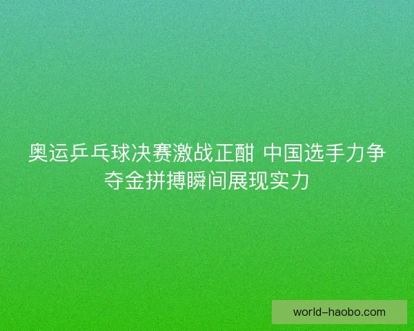 奥运乒乓球决赛激战正酣 中国选手力争夺金拼搏瞬间展现实力